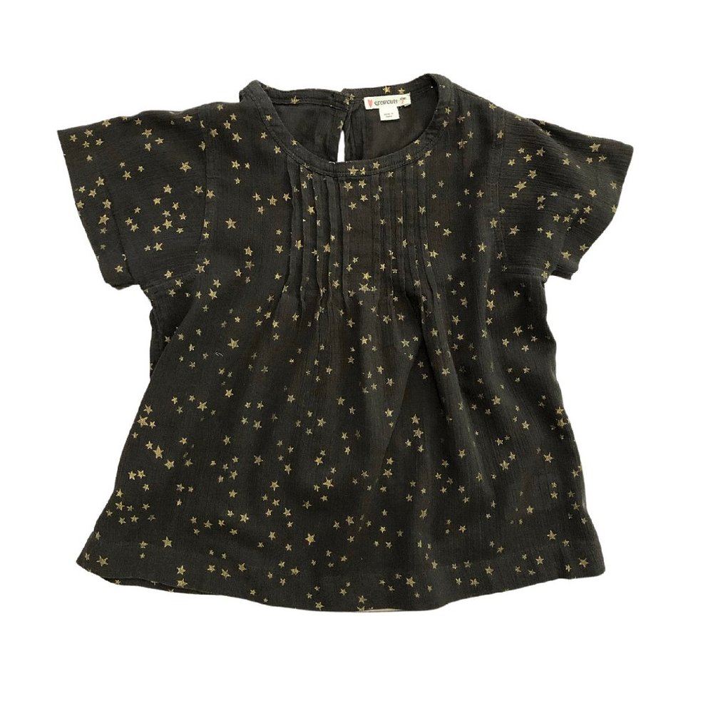 Crewcuts Gold Stars Pintuck Blouse Brown Top 7